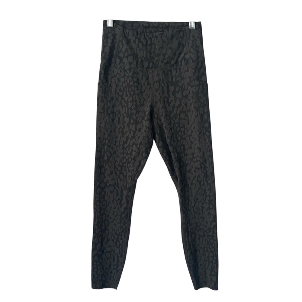 Varley‎ Leopard Print High Rise Leggings Black Grey Activewear Athleisure XS
